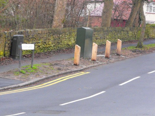 New wooden bollards on Marsh Lane