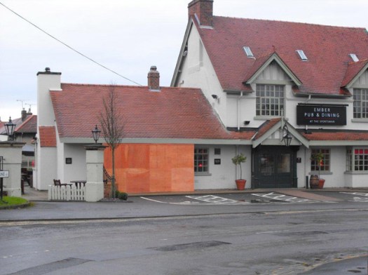Boarded up area of The Sportsman pub in Crosspool
