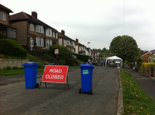 Den Bank Crescent was part-closed for the royal wedding street party