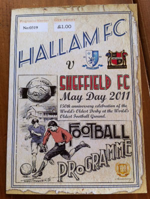 Hallam FC v Sheffield FC 150th anniversary match programme
