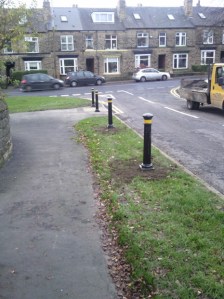 Bollards have been installed on Stephen Hill Road verges