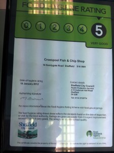 Crosspool chippy: 5/5 for food hygiene