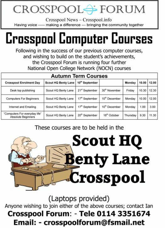 Computer courses start again in September Computer courses start again in September