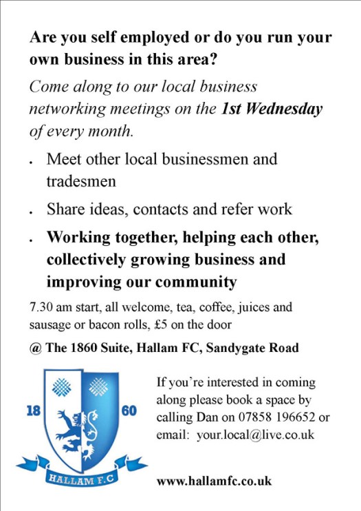 First Wednesday networking event at Hallam FC's Sandygate