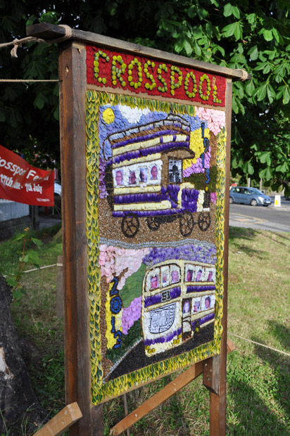 The bus-themed Crosspool well dressing 2013