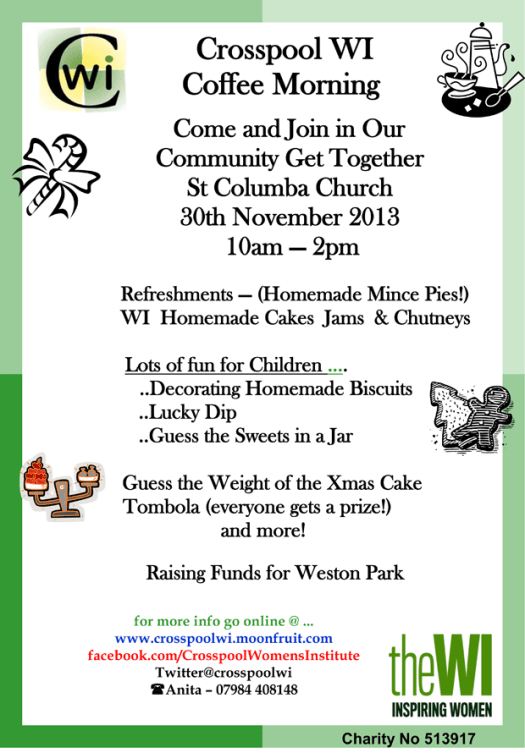 Crosspool WI coffee morning