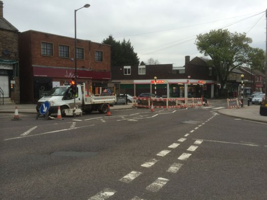 Water main repairs have meant there are temporary lights in the precinct