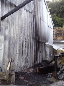 Fire at  Hagg Lane & District Gardeners' Allotments Society hut