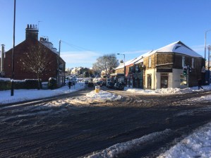 Crosspool shops in the Boxing day snow, 2014