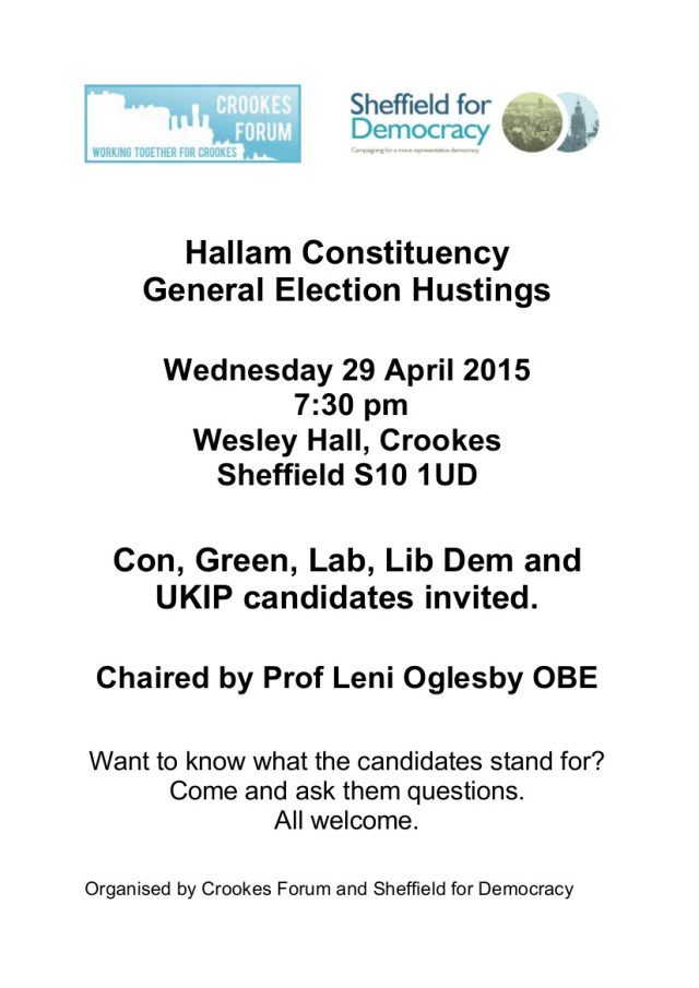 Sheffield Hallam hustings in Crookes