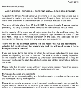 Broomhill resurfacing letter 
