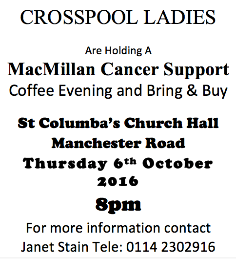 Crosspool Ladies coffee evening and bring & buy sale