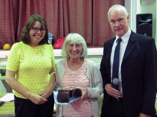 Sheila Lomas is presented with the 2017 Crosspool Person of the Year award