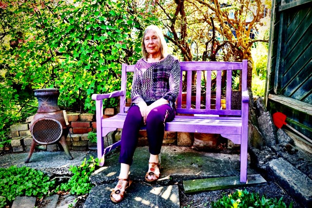 A moment to relax, in green and purple