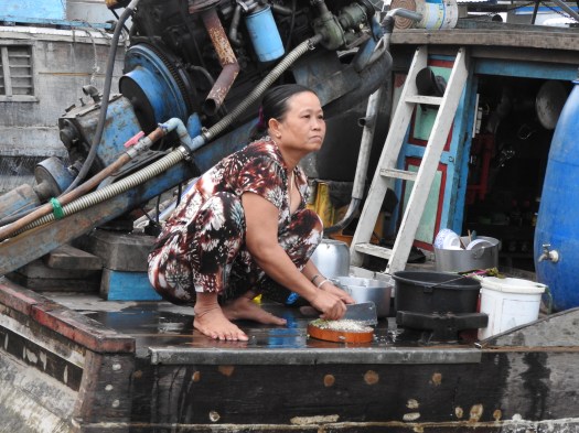 Preparing for breakfast Mekong style